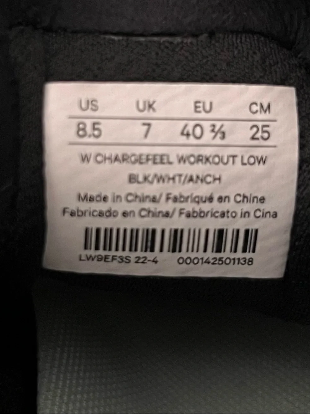 Lululemon Chargefeel Low Womens Workout Shoe - Size 9.5 Black / White / Anchor